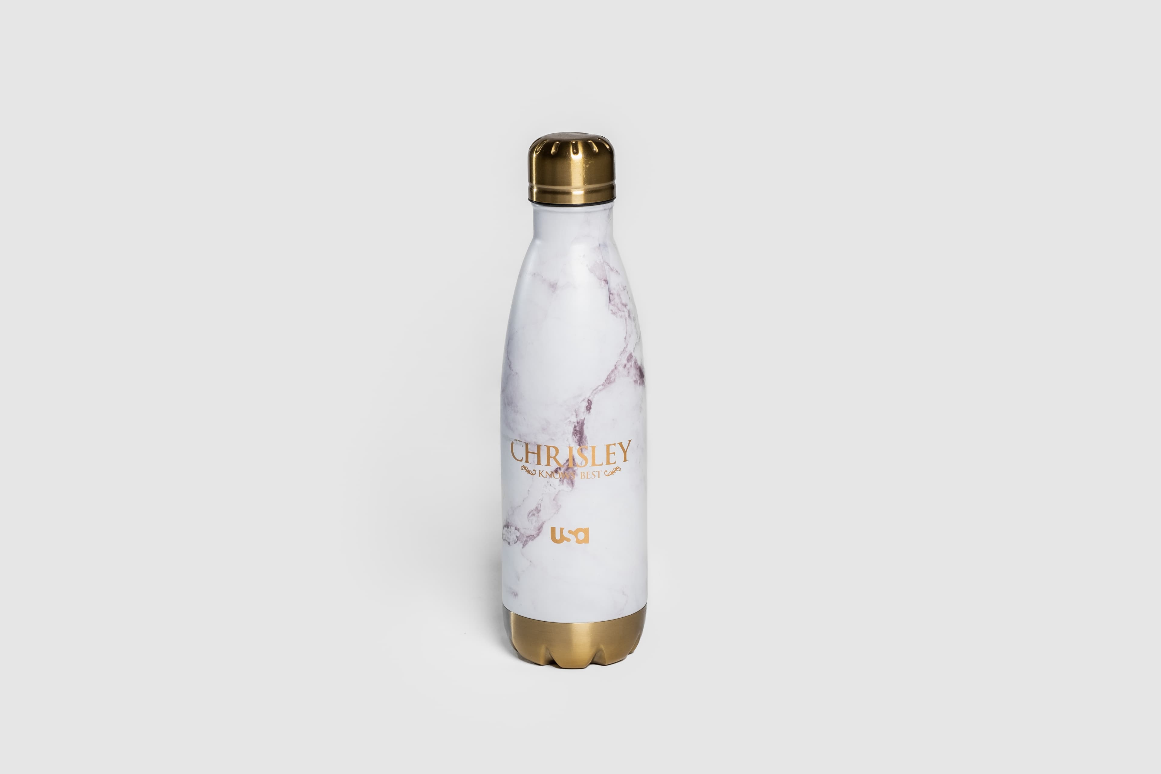 A photo of the back of a 'Chrisley Knows Best' water bottle