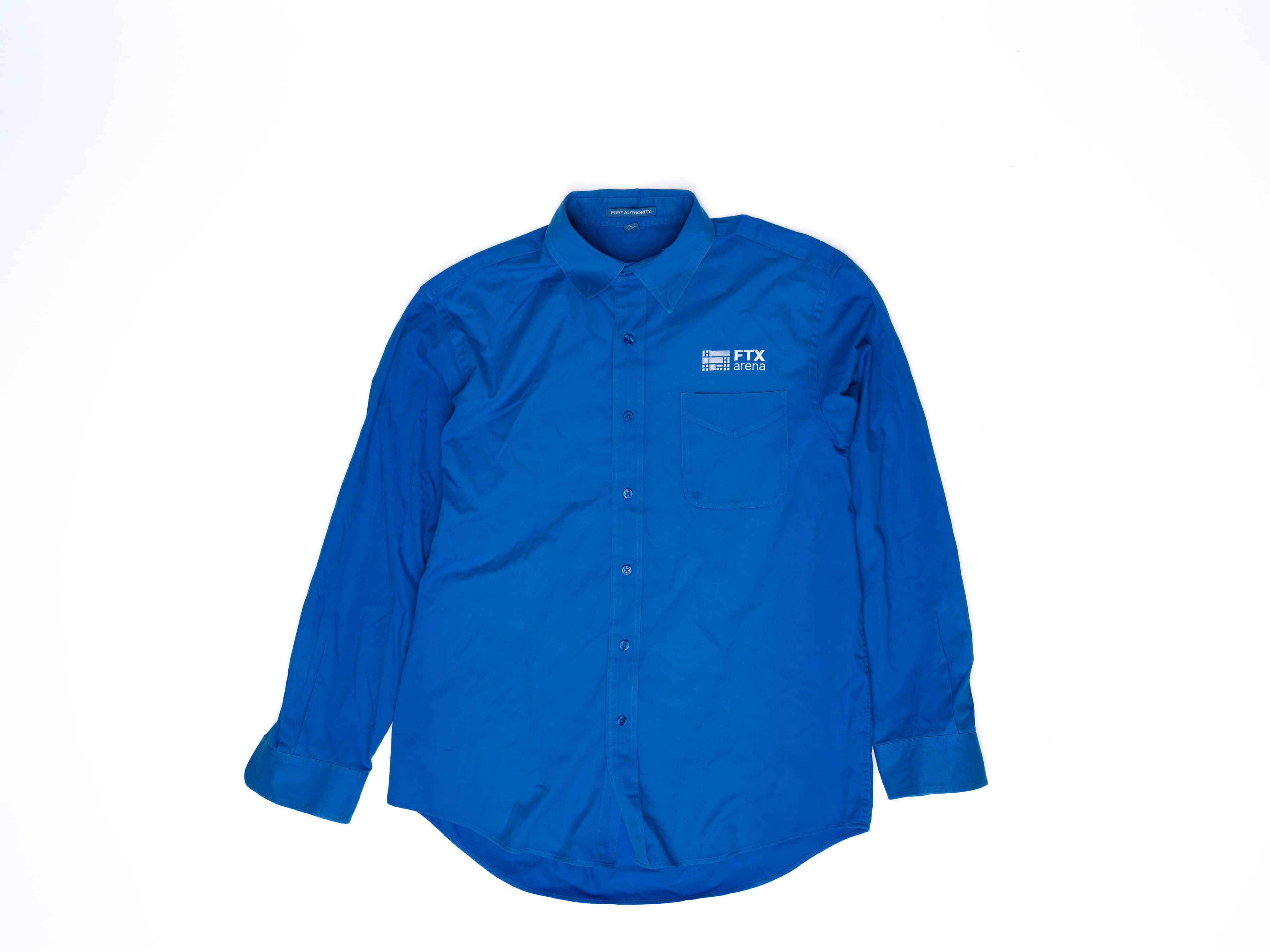 Blue FTX button-down shirt