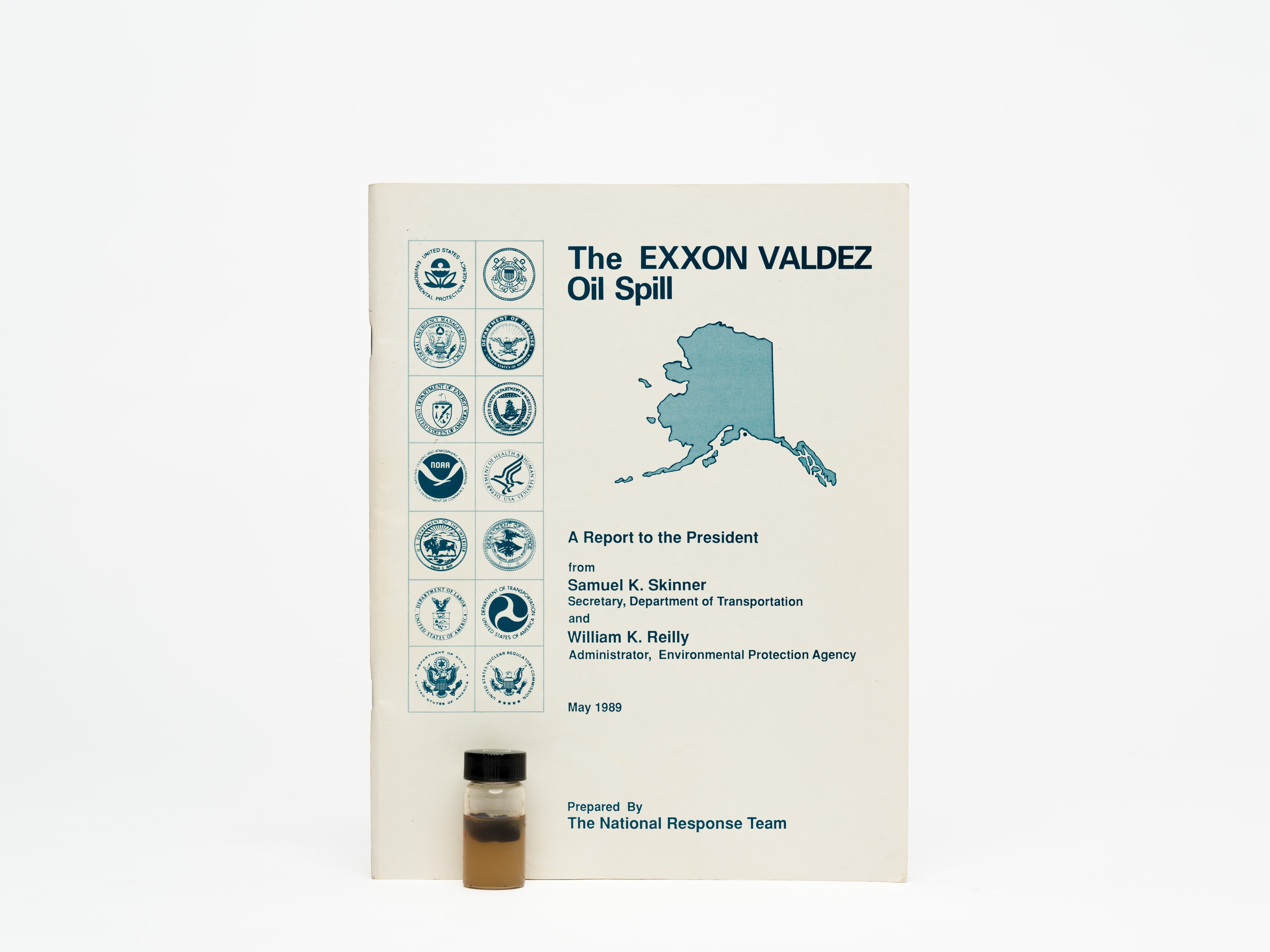 Exxon Valdez oil spill report and oil sample